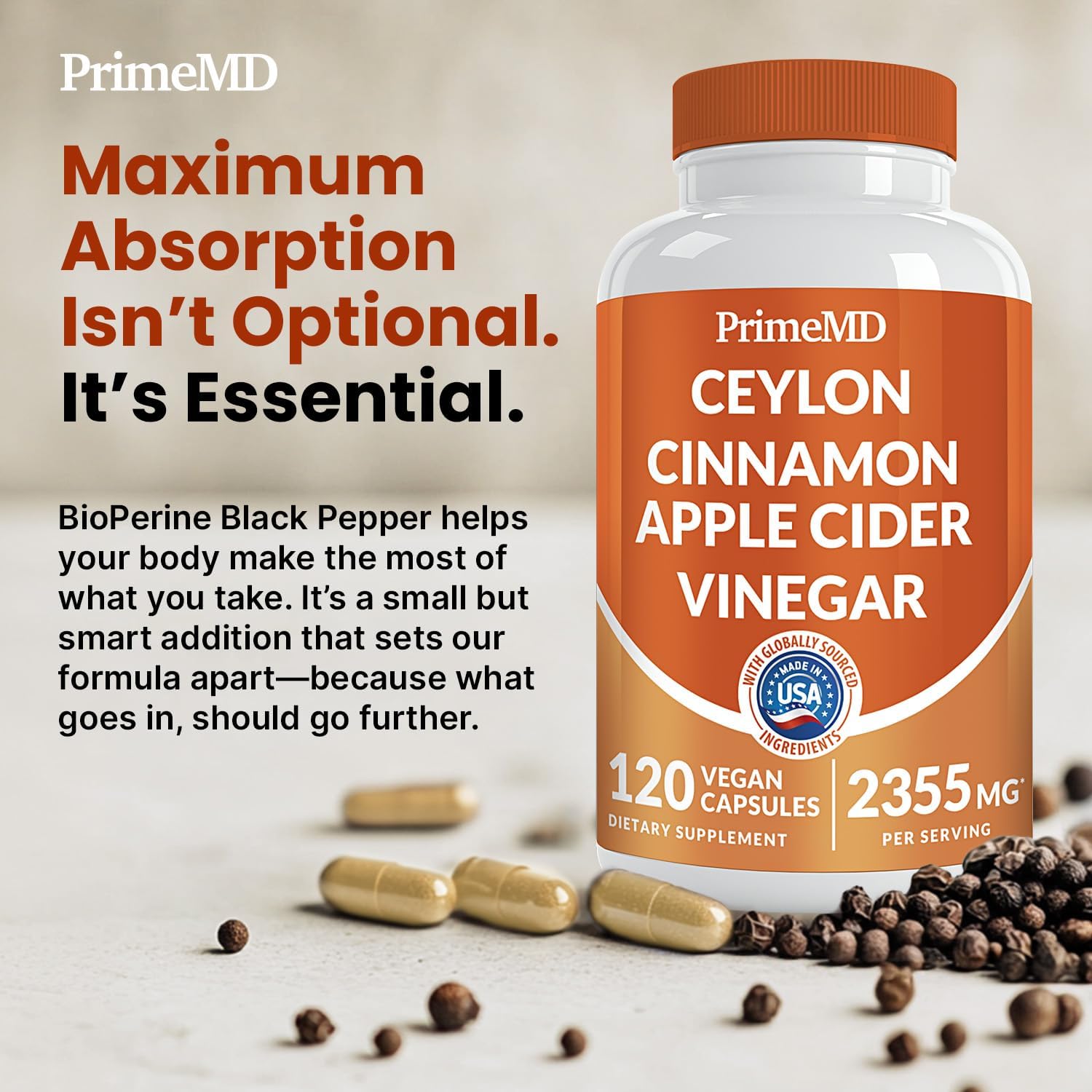 5-in-1 Ceylon Cinnamon Capsules 2355mg Regular - PrimeMD