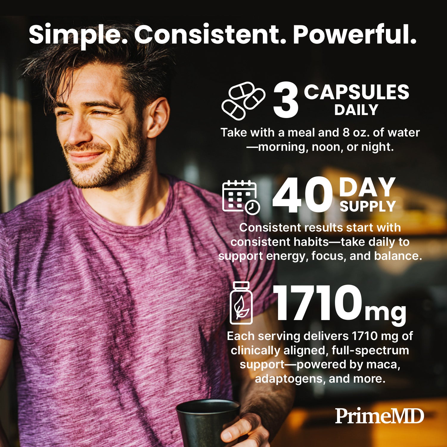 6-in-1 Organic Maca Root Ashwagandha Capsules 1710mg with DHEA and Black Pepper Fruit Extract for Women and Men - Black Maca Supplement for Stamina, Bone and Mood Support Supplement - PrimeMD