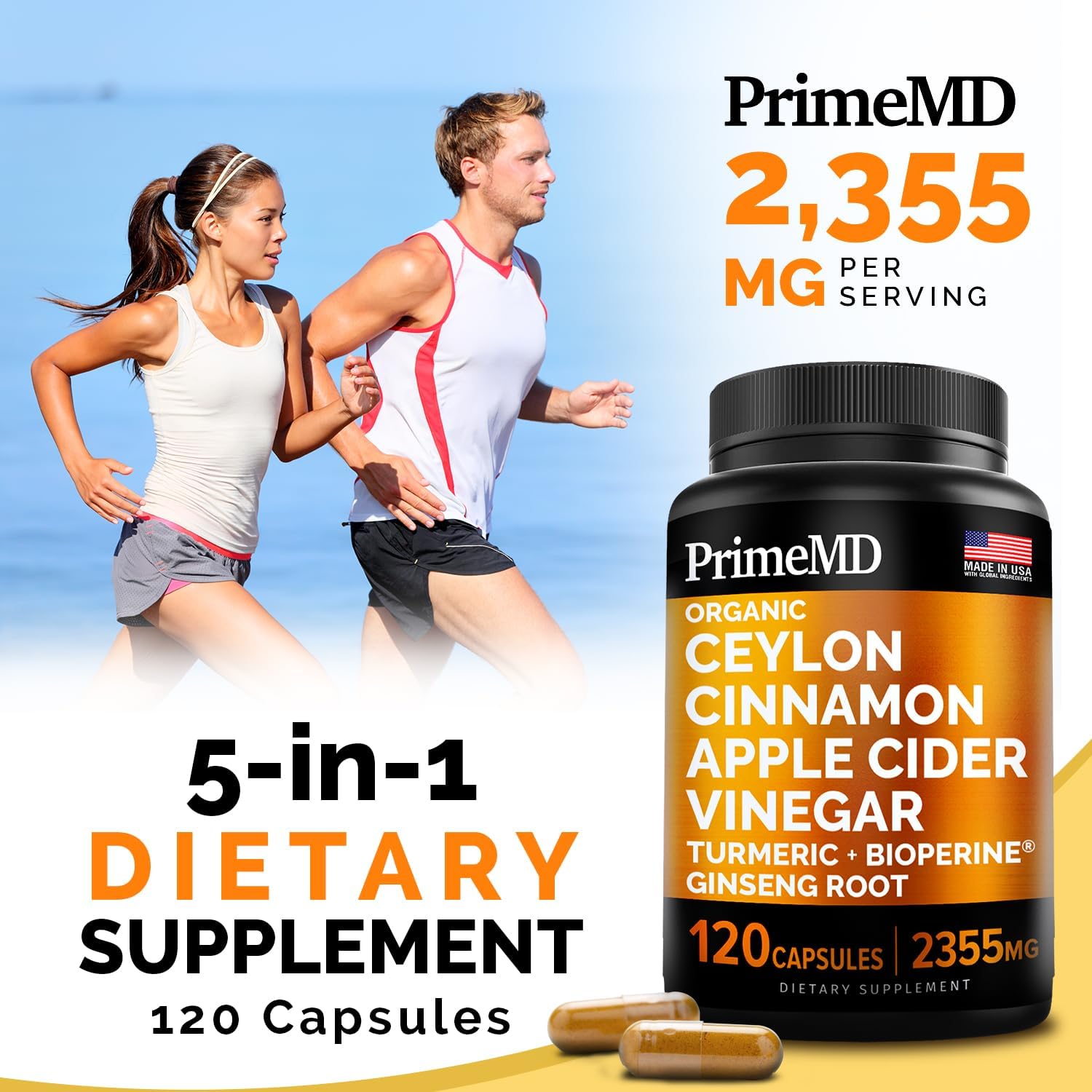 Ceylon Cinnamon (1pk), Liquid Collagen Biotin (2pk), Nitric Oxide (1pk) Supplement Bundle - Potent Vitamins for Heart, Hair, Skin, Nails, Metabolism, & Immune Support - Non-GMO, Vegan, Gluten-Free - PrimeMD