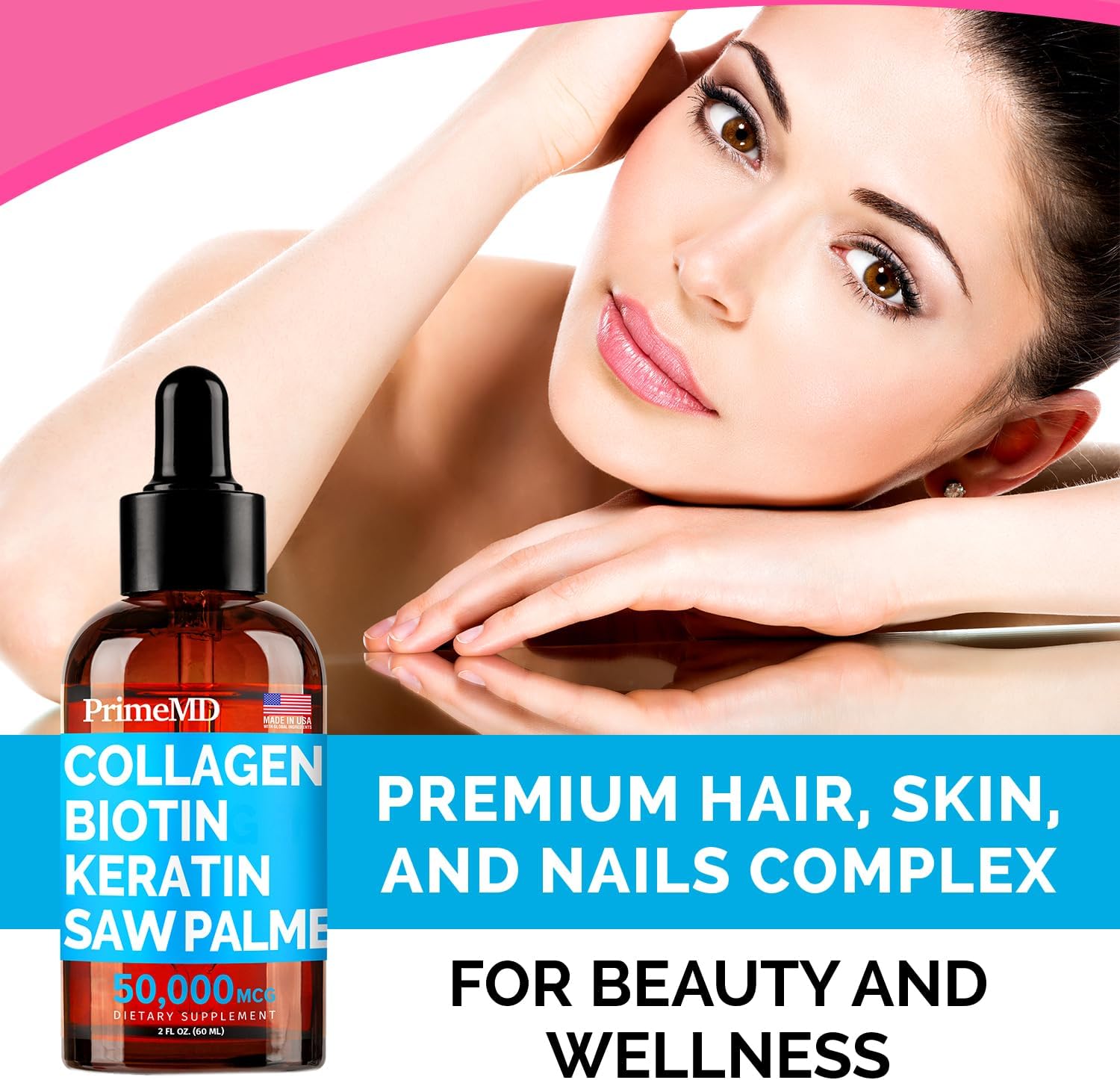 Liquid Collagen Biotin (2pk), Ceylon Cinnamon (2pk), and Nitric Oxide (1pk) Supplement Bundle - Potent Vitamins for Hair, Skin, Nails, Heart, Metabolism, & Lipid Support - Non-GMO, Vegan, Gluten-Free - PrimeMD