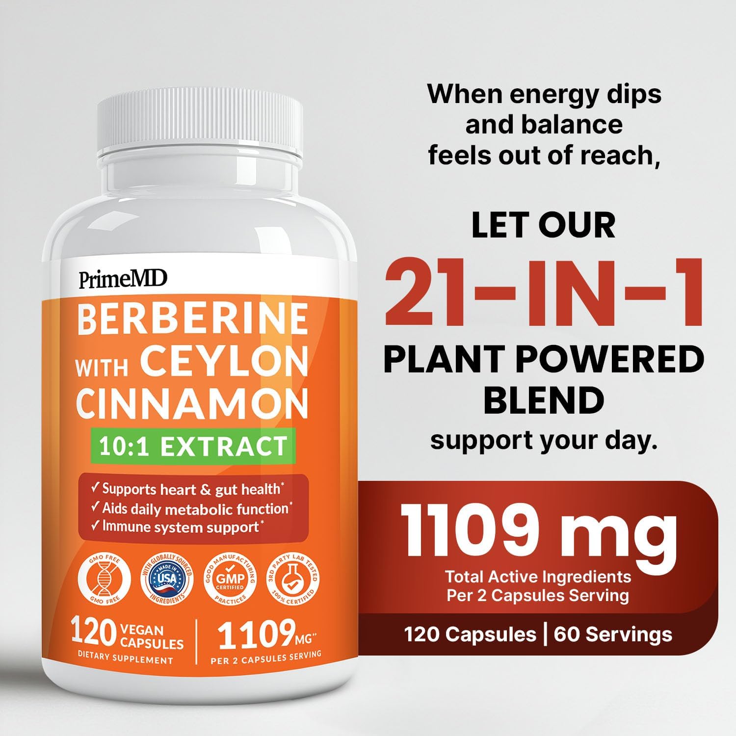 21-in-1 Berberine Supplement with Ceylon Cinnamon Chromium, Bitter Melon and Green Tea Extract (120 ct) & 5-in-1 Mullein Drops for Lungs and Respiratory Lung Health & Bronchial Support (60 Servings)