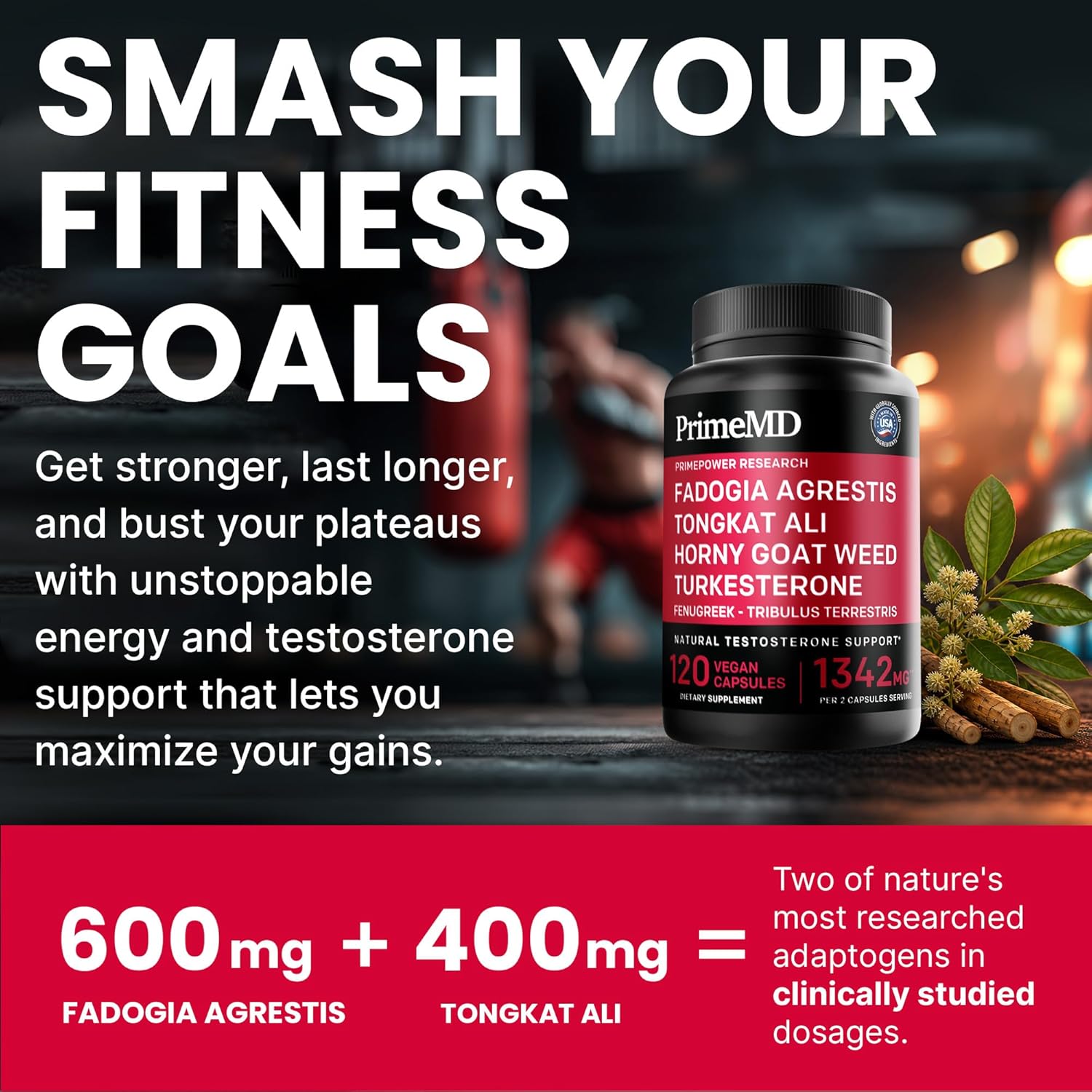 PrimeMD 12-in-1 Fadogia Agrestis and Tongkat Ali - Testosterone Supplement for Men with Turkesterone - HornyGoatWeed for Men for Overall Well-Being - PrimeMD