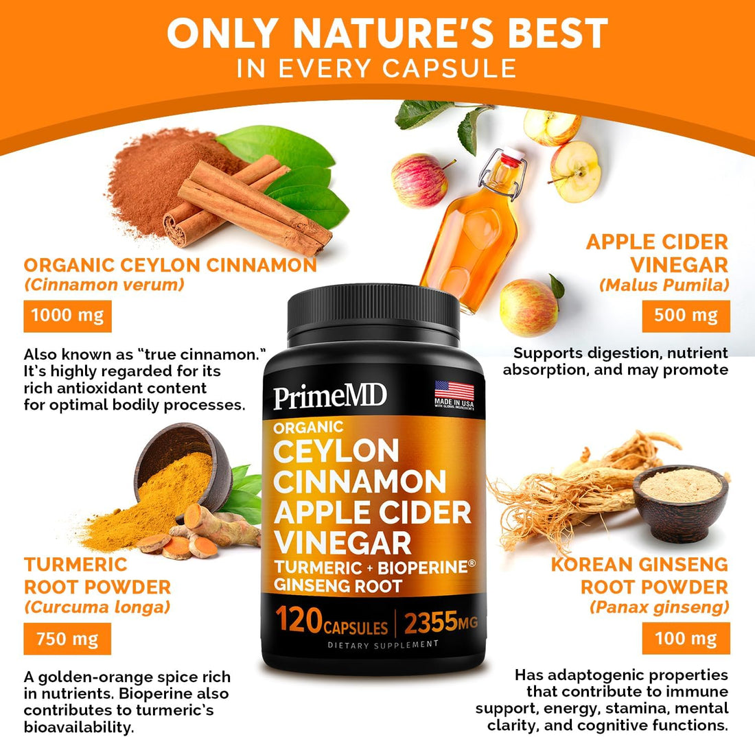 Ceylon Cinnamon (1pk), Liquid Collagen Biotin (2pk), Nitric Oxide (1pk) Supplement Bundle - Potent Vitamins for Heart, Hair, Skin, Nails, Metabolism, & Immune Support - Non-GMO, Vegan, Gluten-Free - PrimeMD