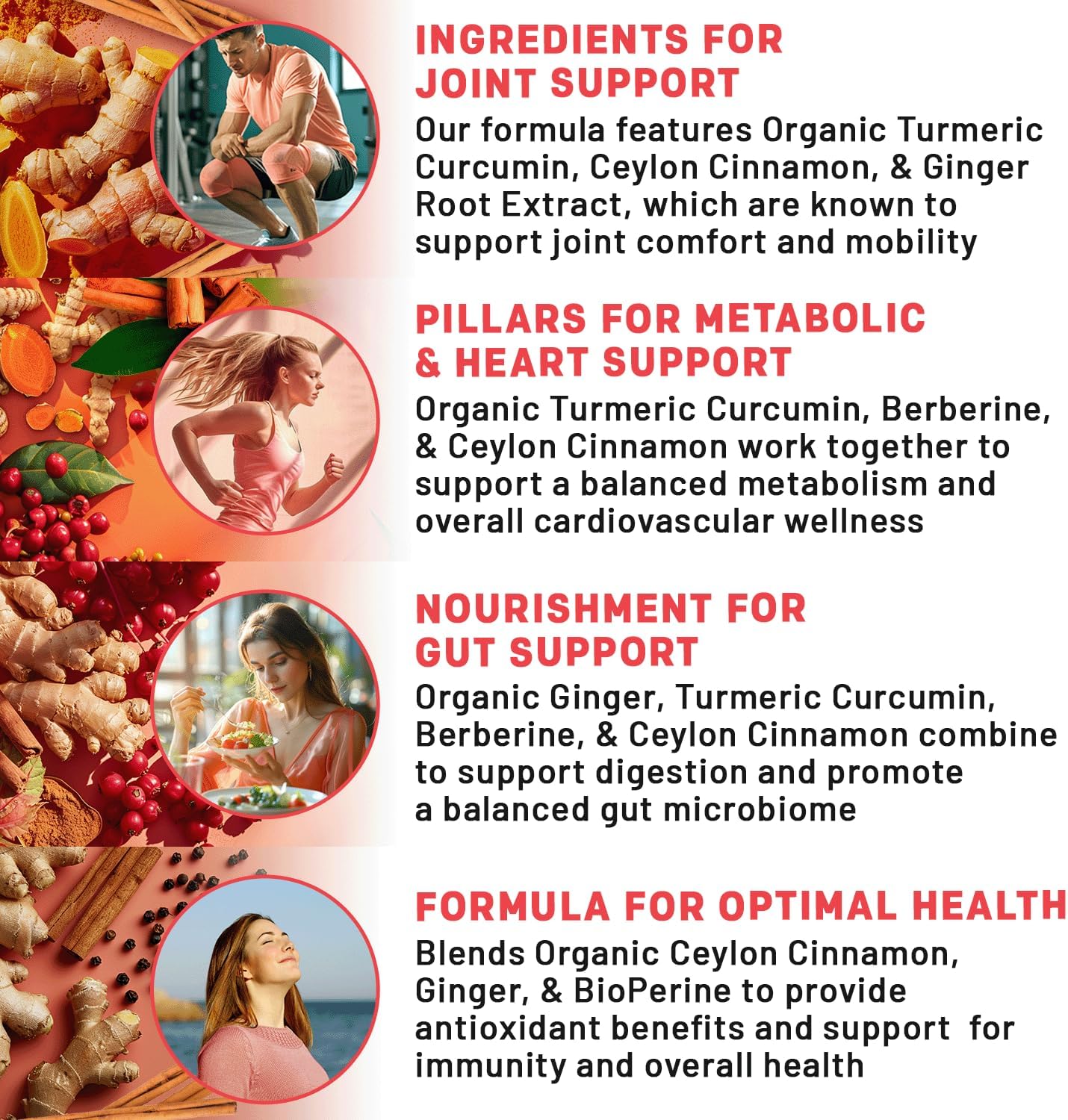 5-in-1 Organic Turmeric Curcumin Supplement (4210mg) with Berberine, Ceylon Cinnamon Bioperine and Ginger Supplements for Joint, Heart, Gut, & Metabolic Support - PrimeMD