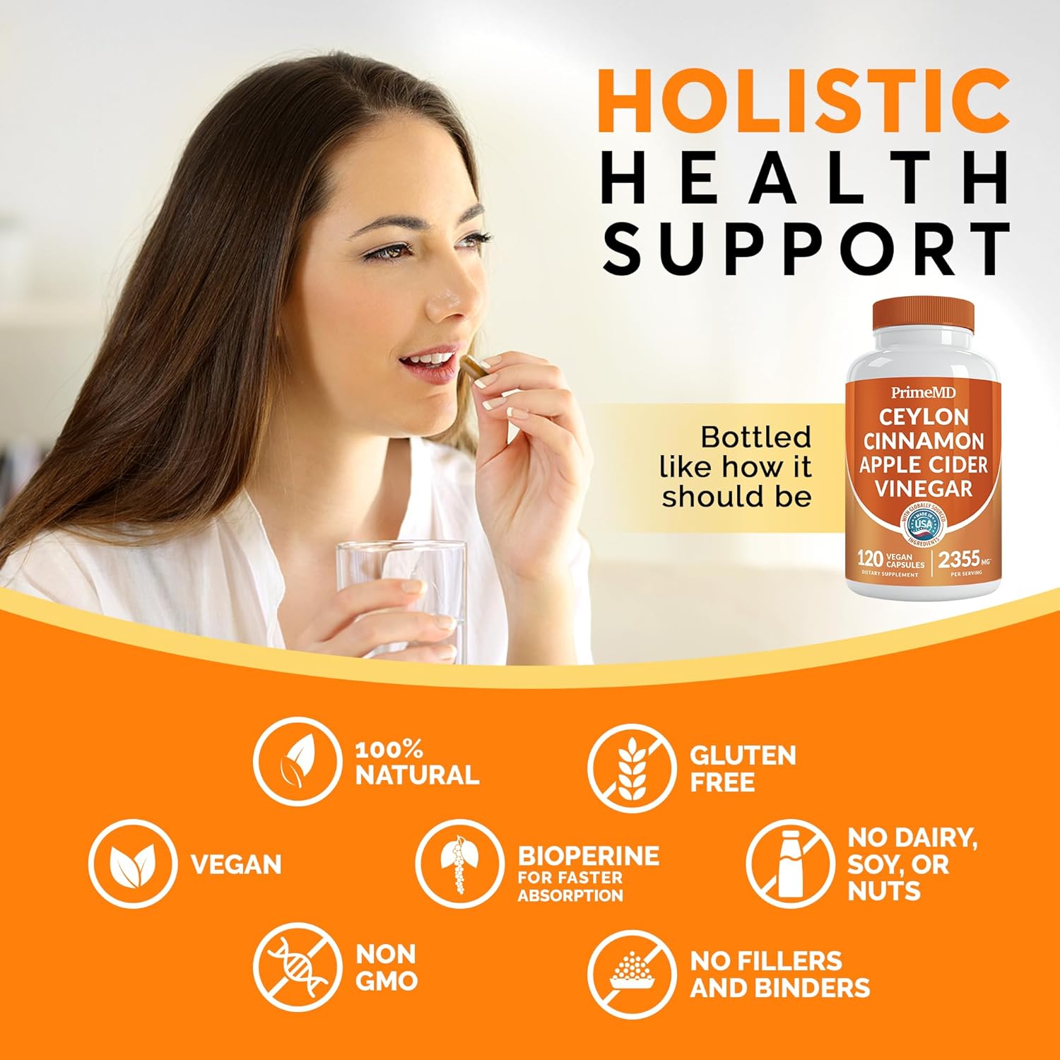 Ceylon Cinnamon (1pk) and Nitric Oxide (1pk) Supplement Bundle - Potent Vitamins for Heart, Metabolism, Balance, Circulatory, Lipid, and Immune Support - Non-GMO, Vegan, Gluten-Free - PrimeMD