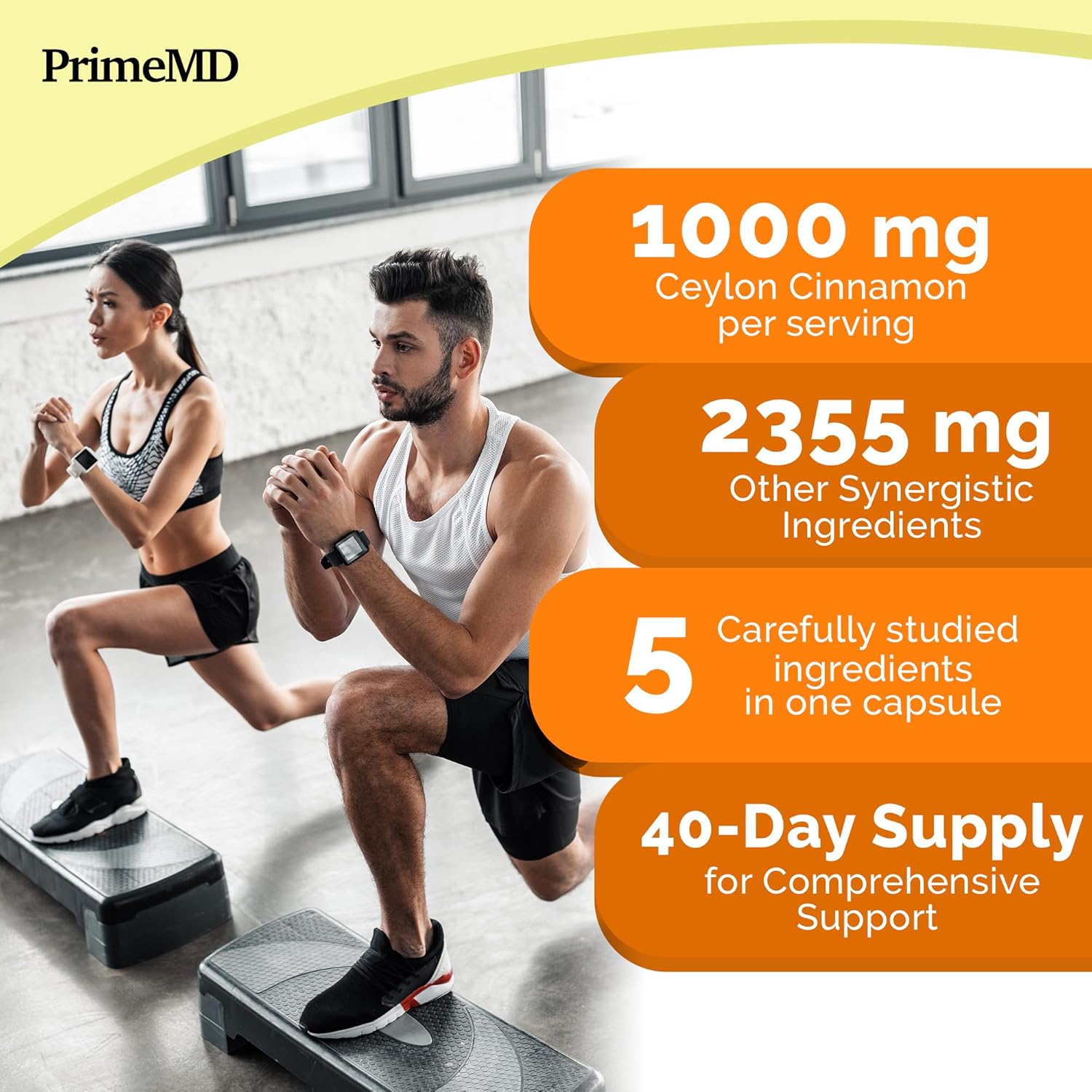 Ceylon Cinnamon (1pk) and Nitric Oxide (1pk) Supplement Bundle - Potent Vitamins for Heart, Metabolism, Balance, Circulatory, Lipid, and Immune Support - Non-GMO, Vegan, Gluten-Free - PrimeMD