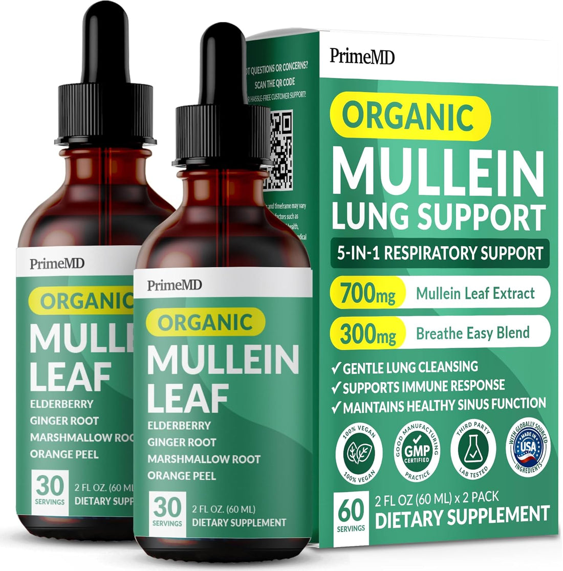 5-in-1 Mullein Drops for Lungs and Bronchial Regular - PrimeMD