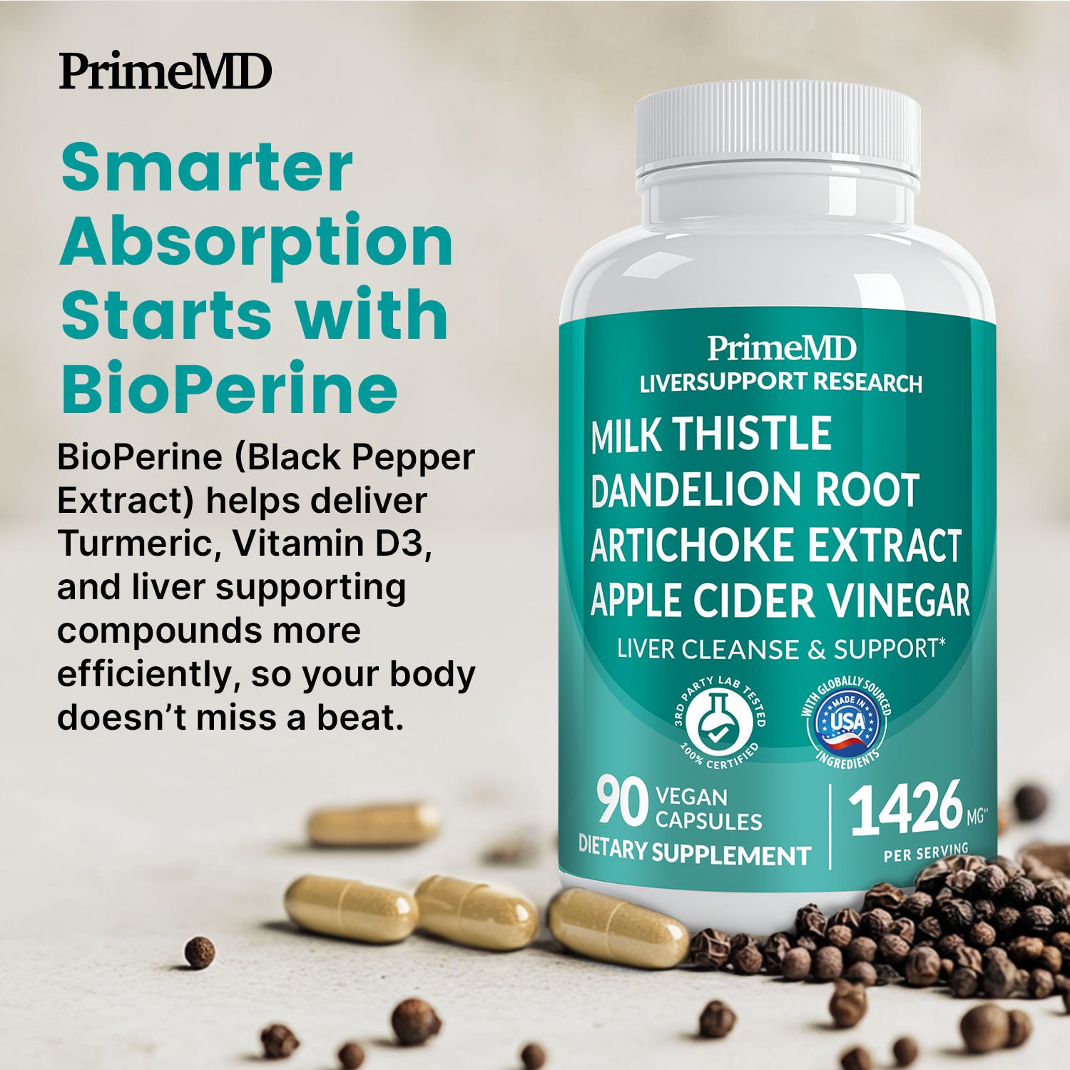 32-in-1 Liver Support with Milk Thistle Supplement – Liver Detox with Silymarin, Artichoke Extract & Beetroot Powder – Comprehensive Wellness Formula for Liver Cleanse - PrimeMD