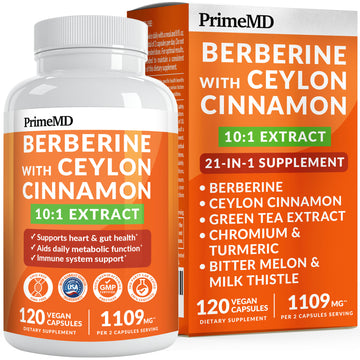 21-in-1 Berberine Supplement with Ceylon Cinnamon with Chromium, Bitter Melon and Green Tea Extract and Black Pepper Extract 5X for Energy & Metabolism Support with 5279 mg