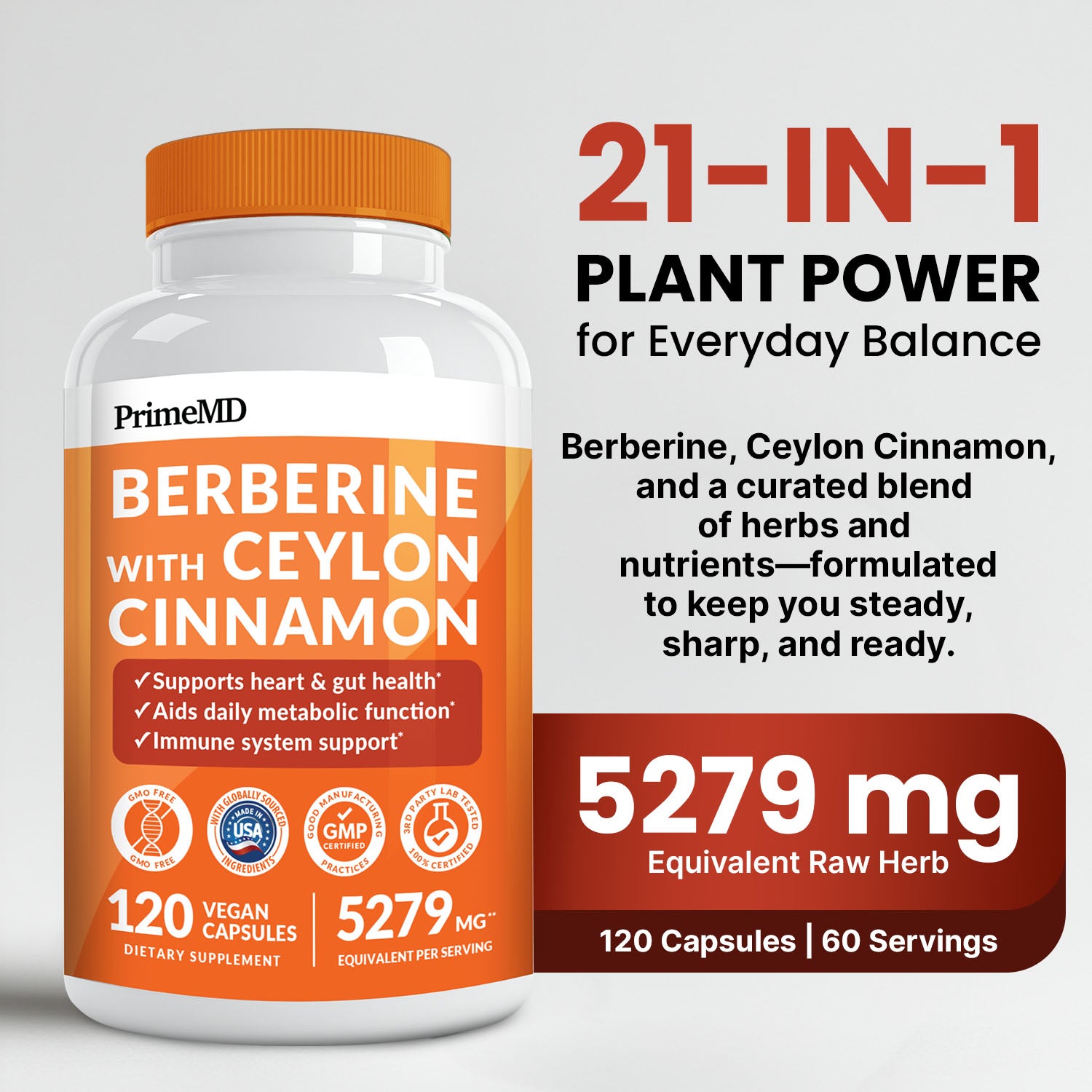 21-in-1 Berberine Supplement with Ceylon Cinnamon with Chromium