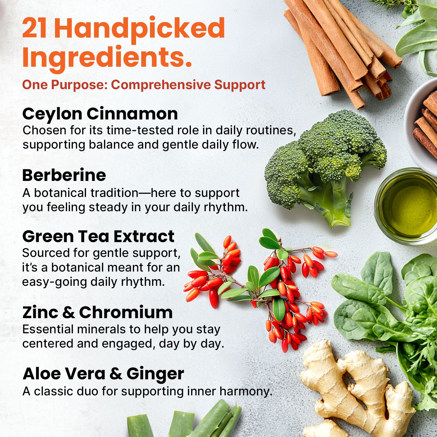 21-in-1 Berberine Supplement with Ceylon Cinnamon with Chromium, Bitter Melon and Green Tea Extract and Black Pepper Extract 5X for Energy & Metabolism Support with 5279 mg