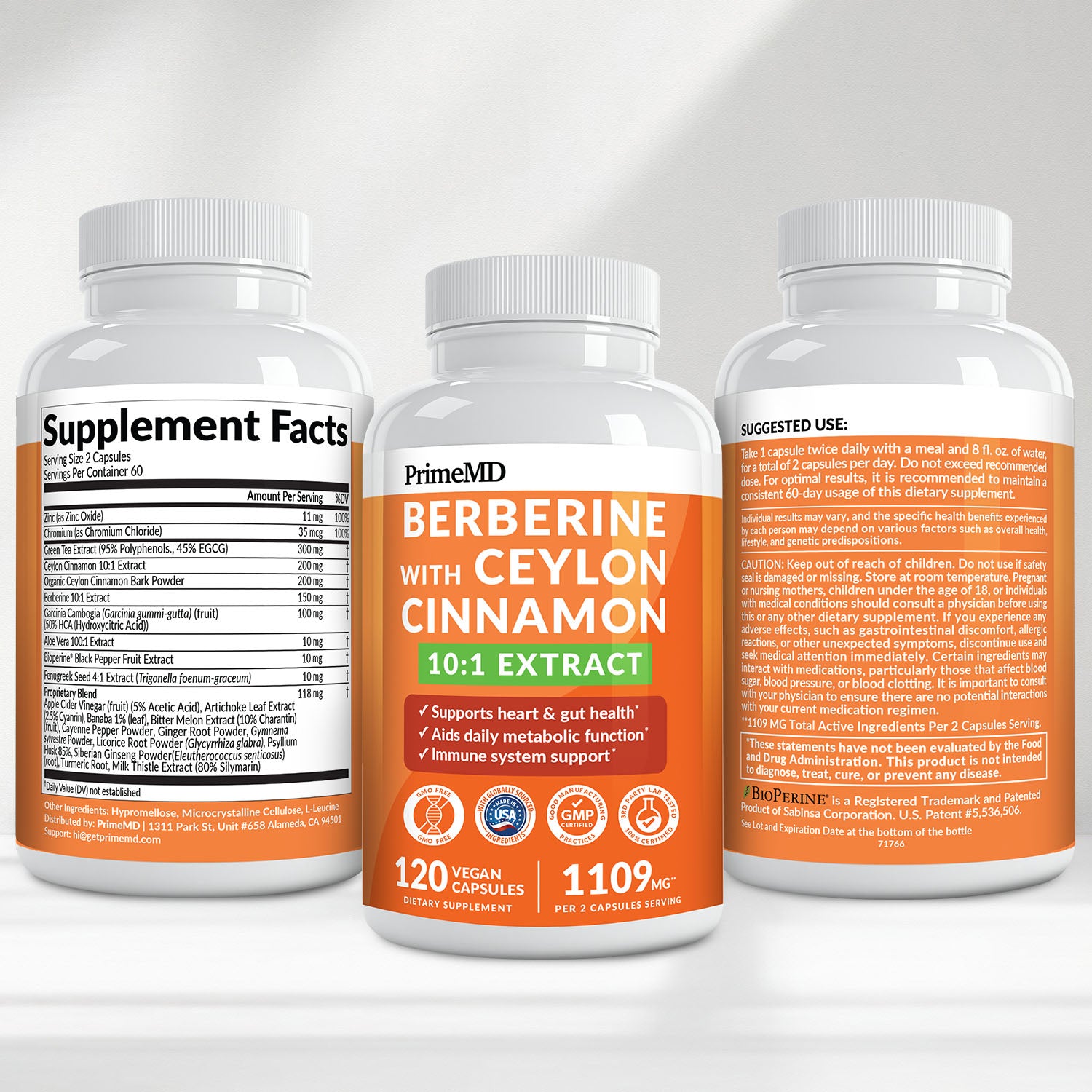 21-in-1 Berberine Supplement with Ceylon Cinnamon with Chromium, Bitter Melon and Green Tea Extract and Black Pepper Extract 5X for Energy & Metabolism Support with 5279 mg