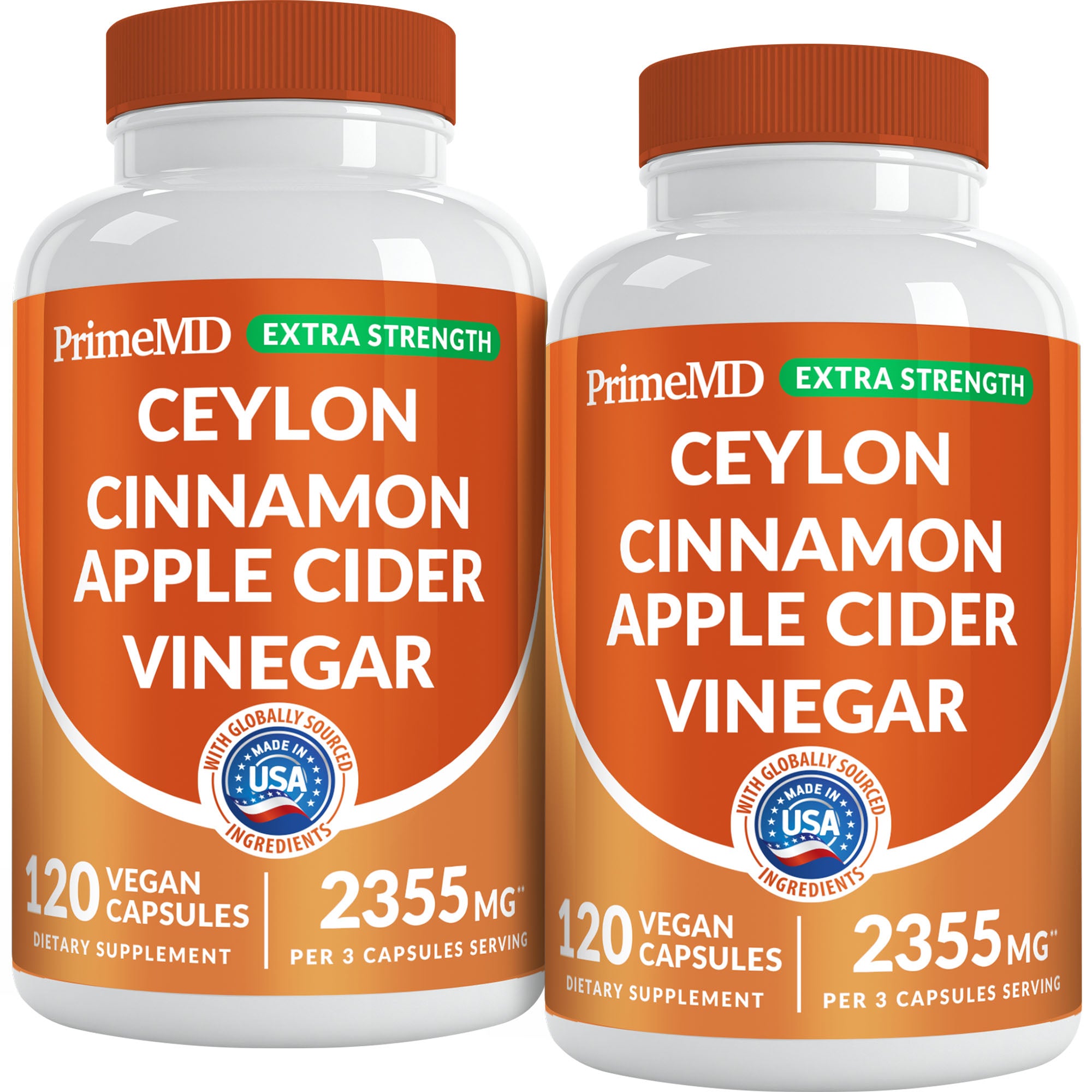 5-in-1 Ceylon Cinnamon Capsules 2355mg - Ceylon Cinnamon and Apple Cider Vinegar with Turmeric, Panax Ginseng, Cinnamon, and Bioperine - PrimeMD