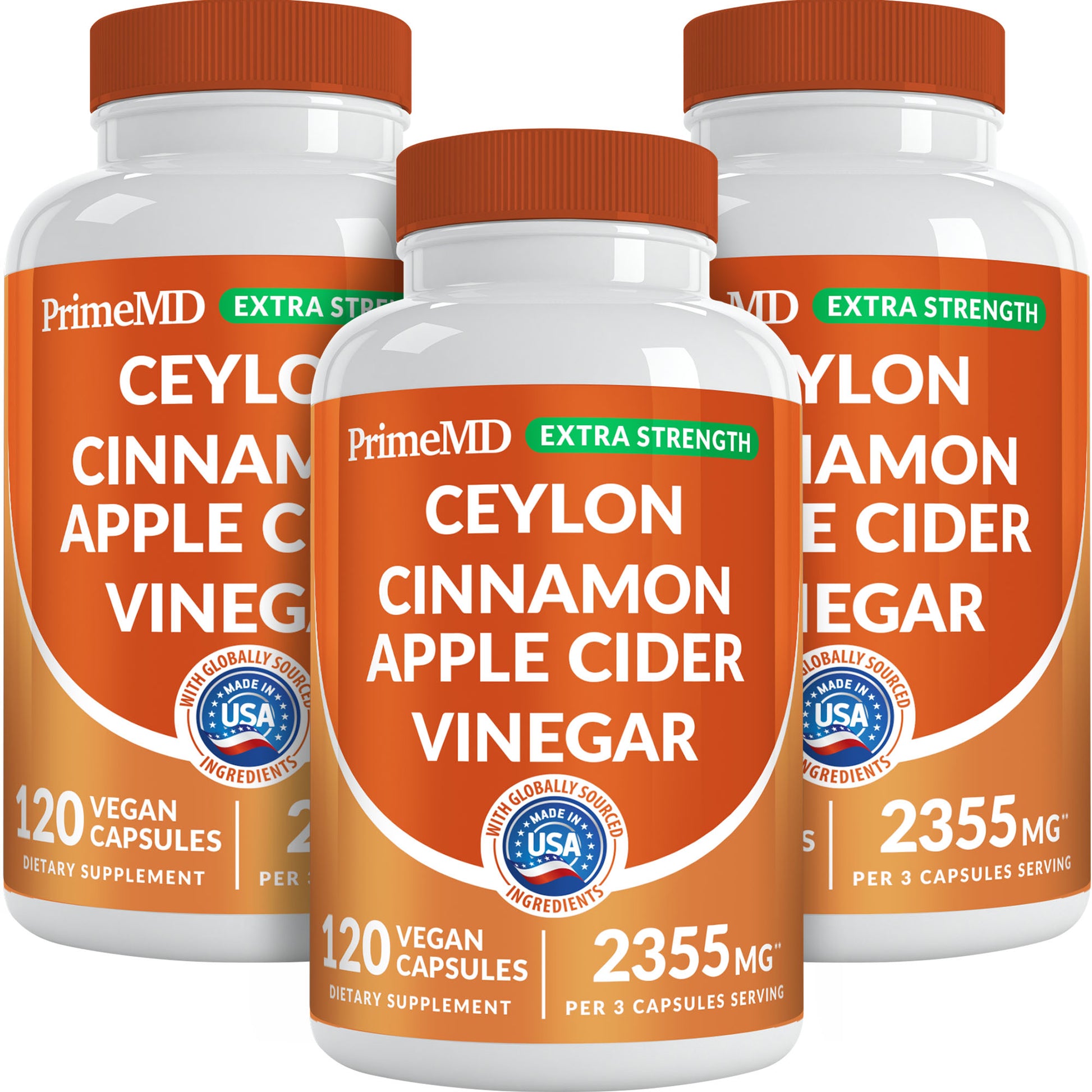 5-in-1 Ceylon Cinnamon Capsules 2355mg - Ceylon Cinnamon and Apple Cider Vinegar with Turmeric, Panax Ginseng, Cinnamon, and Bioperine - PrimeMD