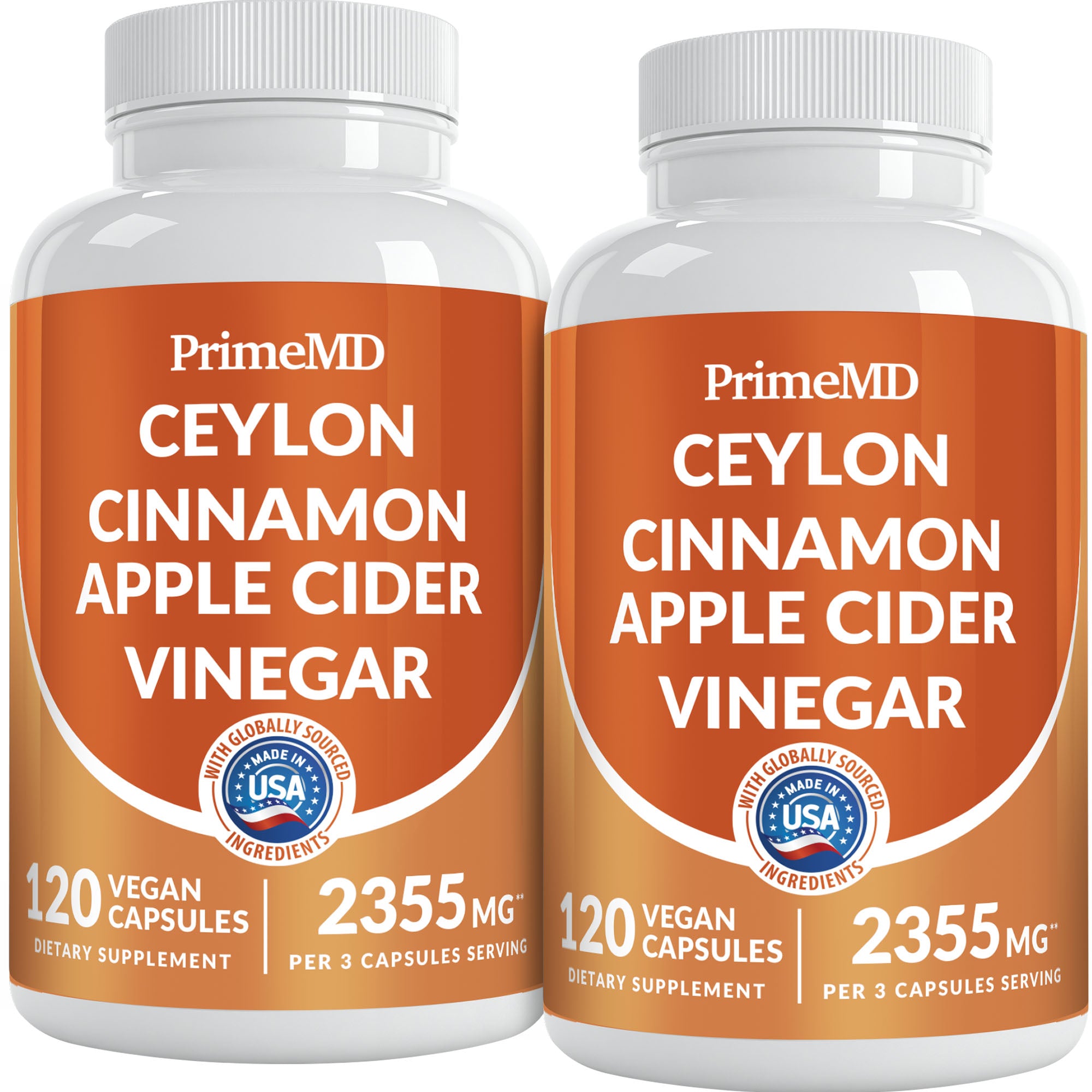 5-in-1 Ceylon Cinnamon Capsules 2355mg - Ceylon Cinnamon and Apple Cider Vinegar with Turmeric, Panax Ginseng, Cinnamon, and Bioperine - PrimeMD