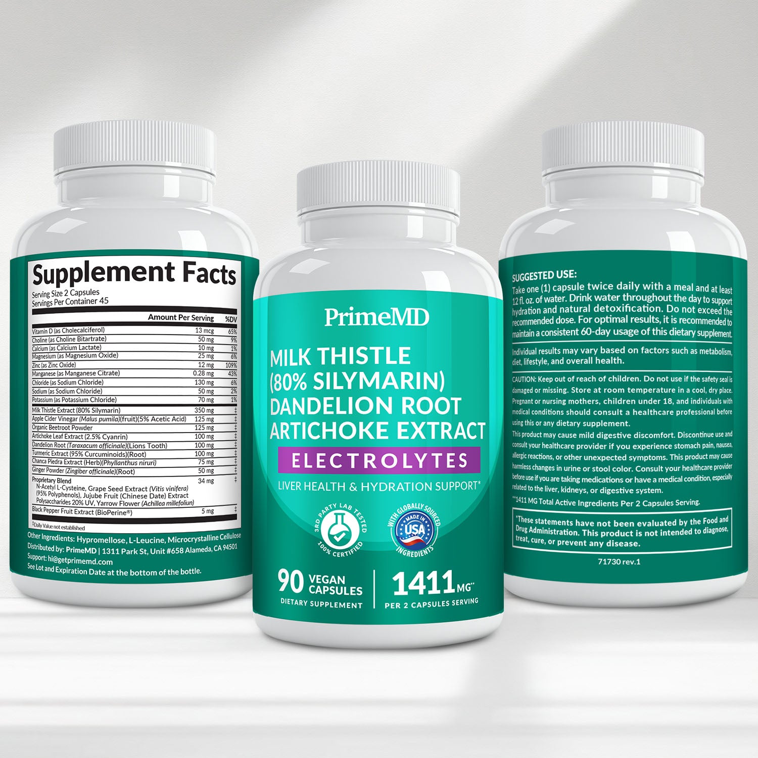 22-in-1 Liver Support Capsules – Supplement with Milk Thistle, NAC, Electrolytes & BioPerine Supplement – Smart Dose for Your Natural Filtration & Daily Hydration – 90 Vegan Capsules - PrimeMD
