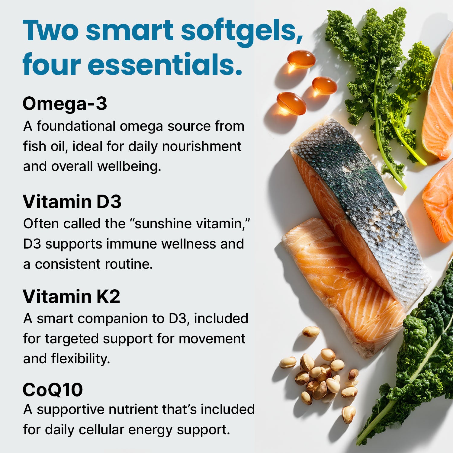 5-in-1 Fish Oil Omega 3 Fatty Supplements (2100mg) - Omega 3 Fish Oil with Vitamins D3 K2 and CoQ10 - PrimeMD
