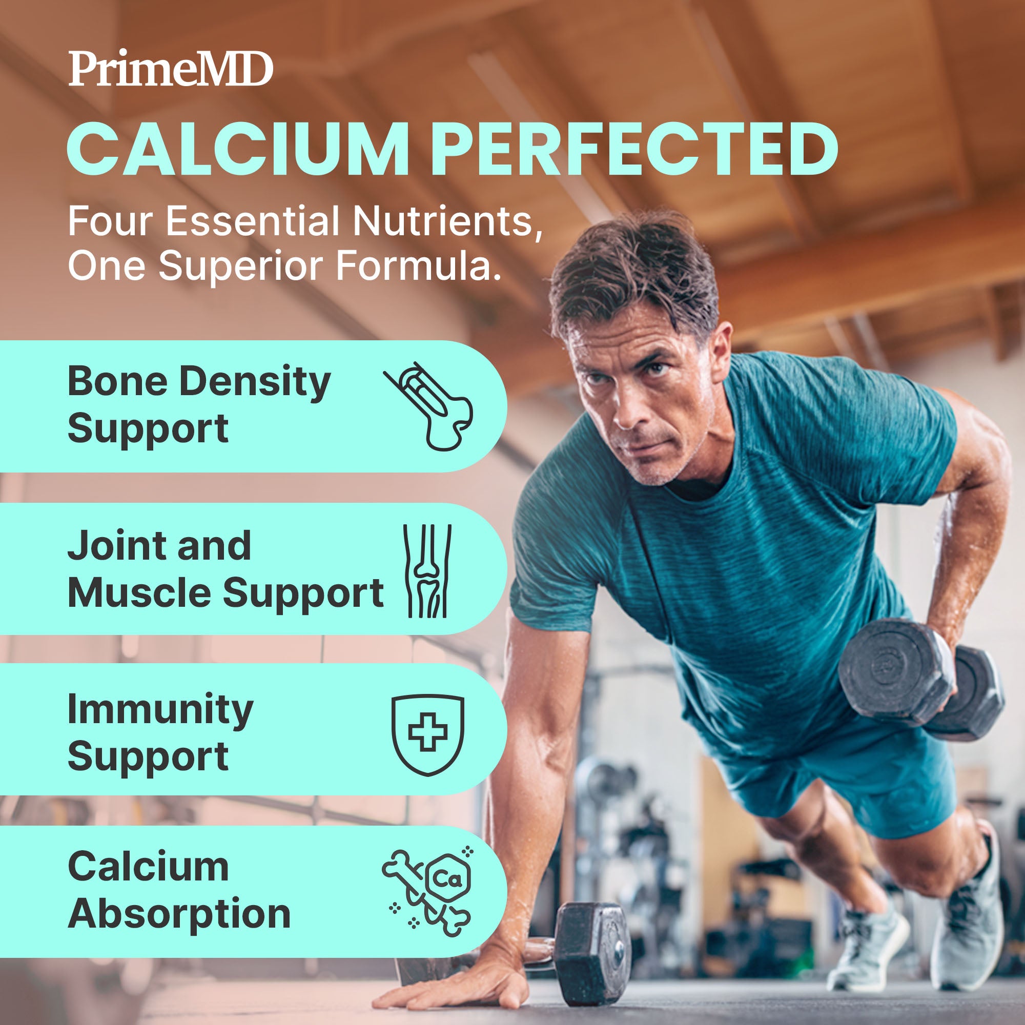 4-in-1 Calcium Supplements for Women and Men - Calcium with Vitamin D3 K2 5000 IU Supplement, 601mg per Serving for Heart, Bones & Body Defenses - Gluten-Free, Vegan-Friendly - PrimeMD