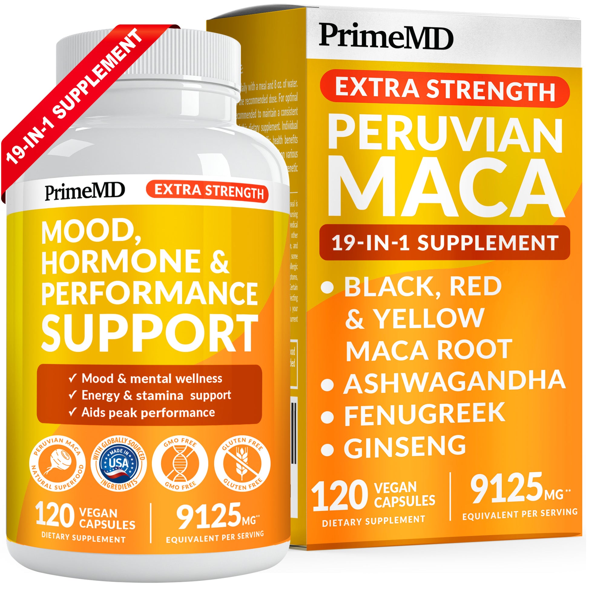 6-in-1 Organic Maca Root Ashwagandha Capsules 1710mg with DHEA and Black Pepper Fruit Extract for Women and Men - Black Maca Supplement for Stamina, Bone and Mood Support Supplement - PrimeMD