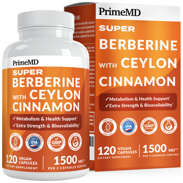 Super Berberine Supplement with Ceylon Cinnamon, BioPerine, Apple Cider, and Turmeric 1500mg - 8-in-1 Dihydroberberine Supplement for Overall Wellness and Balance Support - PrimeMD