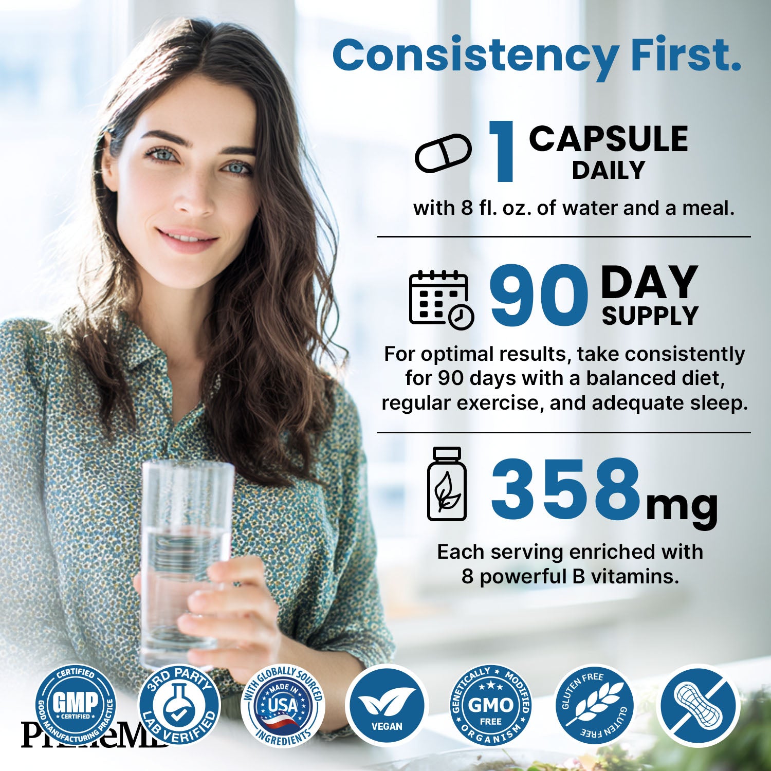 Methylated B Complex with Methylfolate and B12 Methylcobalamin 1000 mcg - Methylated Multivitamin for Energy, Brain Function, and Wellness - Vitamin B Complex for Men & Women - PrimeMD