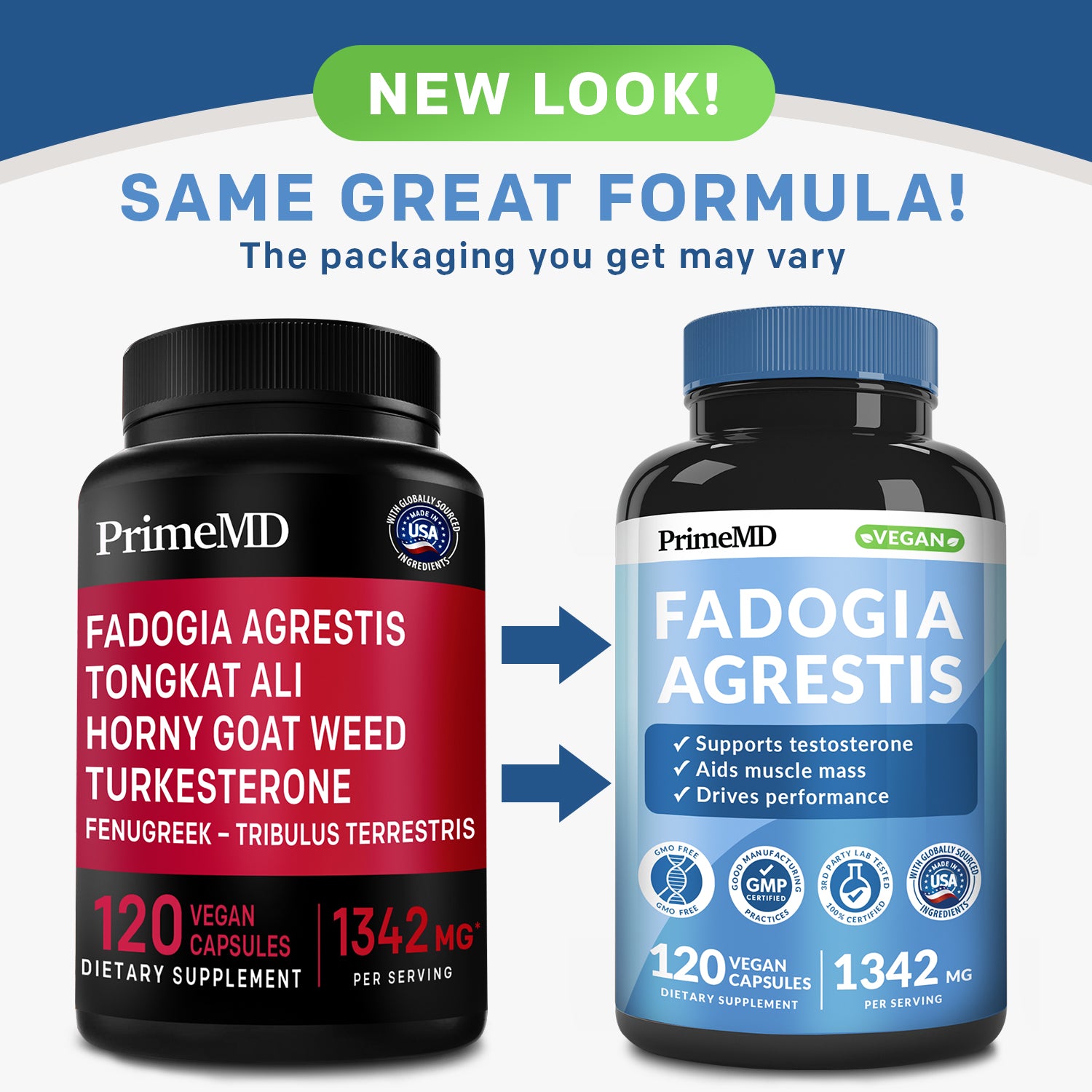 PrimeMD 12-in-1 Fadogia Agrestis and Tongkat Ali - Testosterone Supplement for Men with Turkesterone - HornyGoatWeed for Men for Overall Well-Being - PrimeMD