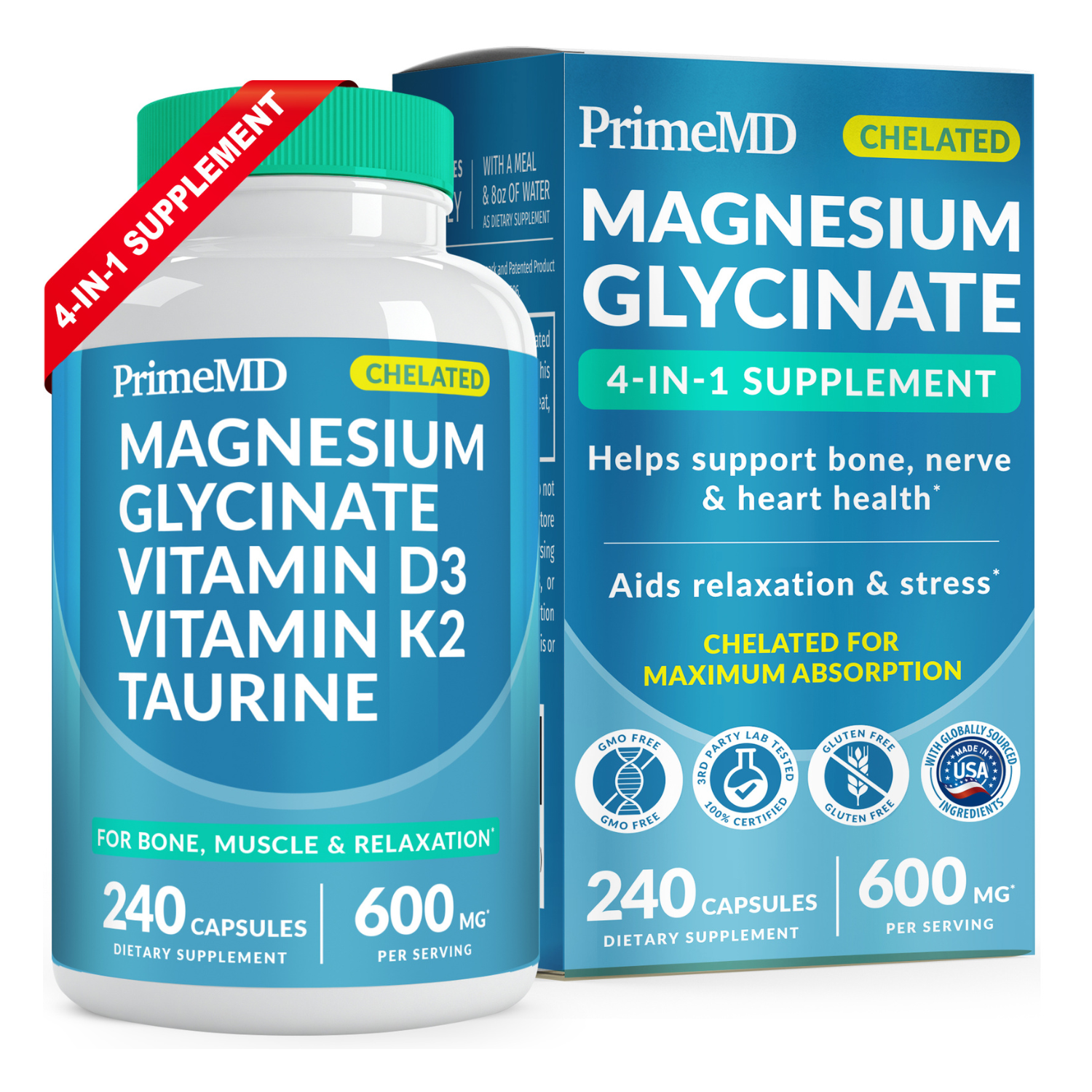4-in-1 Chelated Magnesium Glycinate Supplement - PrimeMD