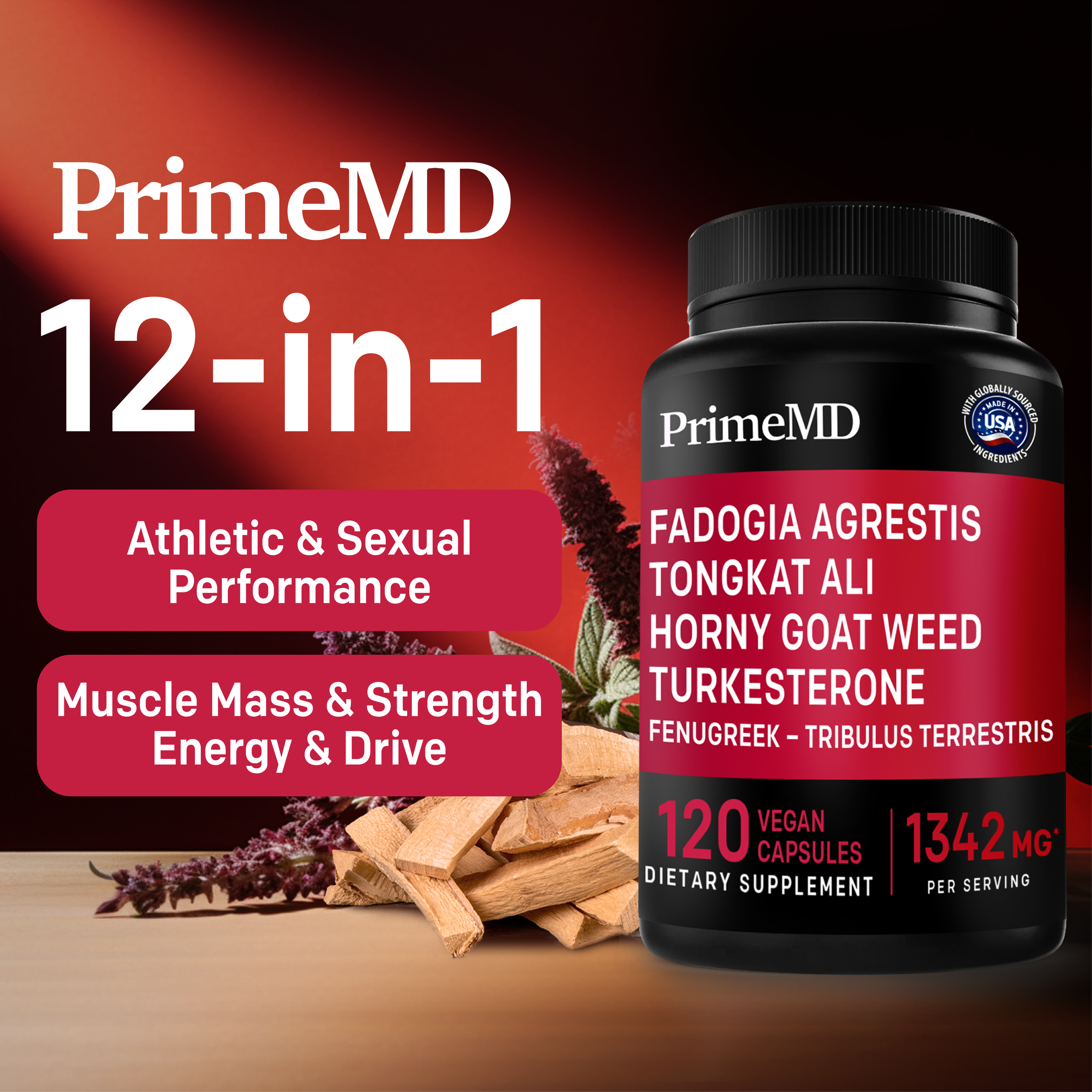12-in-1 Fadogia Agrestis and Tongkat Ali Supplement - PrimeMD