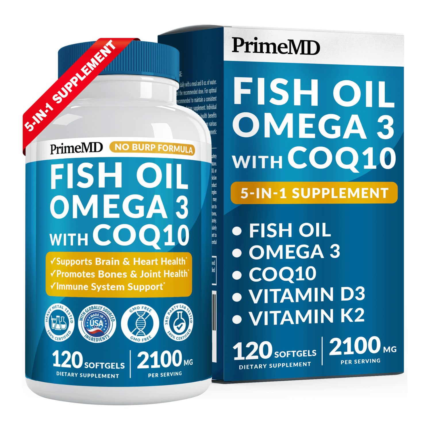 5-in-1 Fish Oil Omega 3 Supplement - PrimeMD
