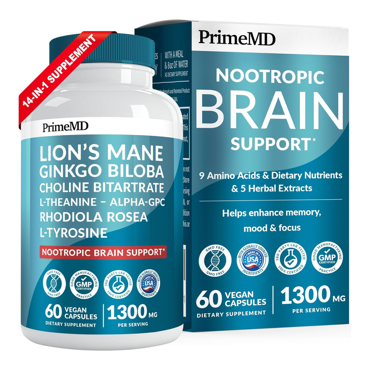 14-in-1 Lions Mane Nootropic Supplement - PrimeMD