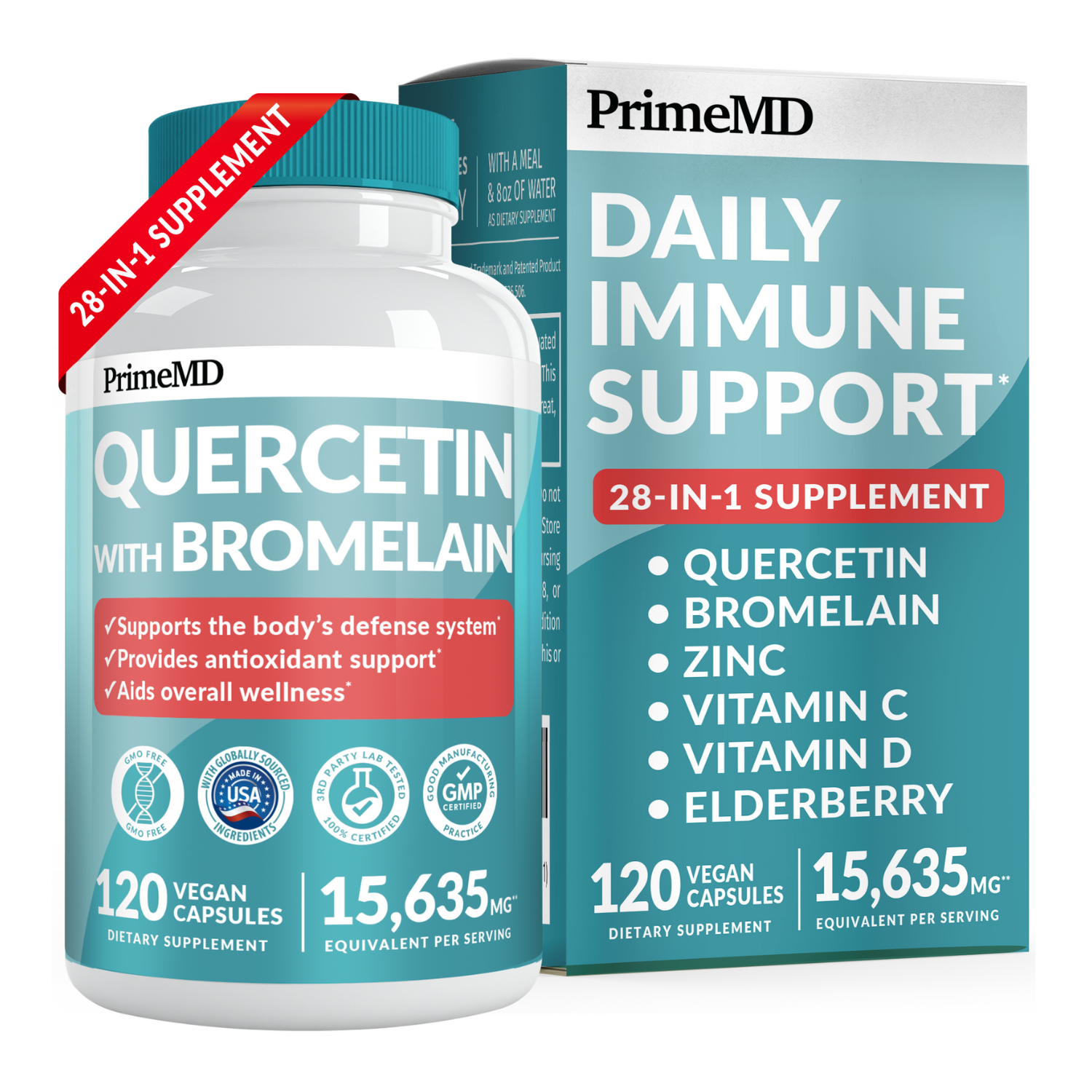 28-in-1 Quercetin with Bromelain Supplement - PrimeMD