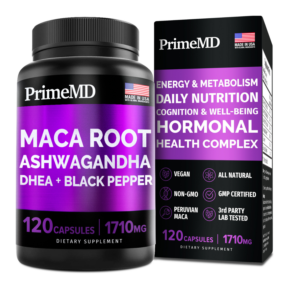 6-in-1 Organic Maca Root & Ashwagandha Supplement - PrimeMD
