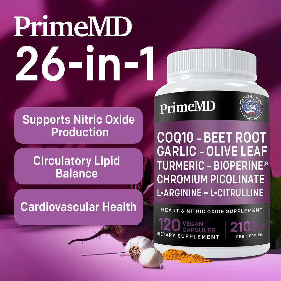 26-in-1 Nitric Oxide Blood Pressure Supplement - PrimeMD