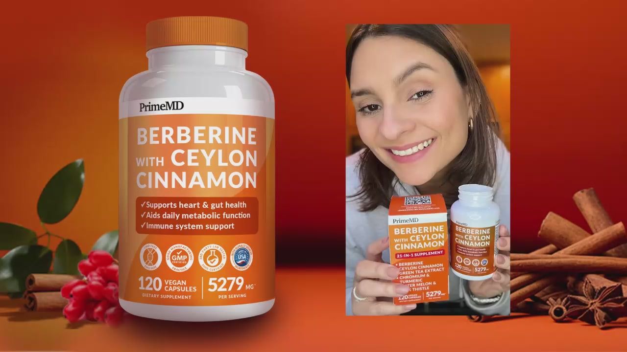 21-in-1 Berberine Supplement with Ceylon Cinnamon with Chromium, Bitter Melon and Green Tea Extract and Black Pepper Extract 5X for Energy & Metabolism Support with 5279 mg